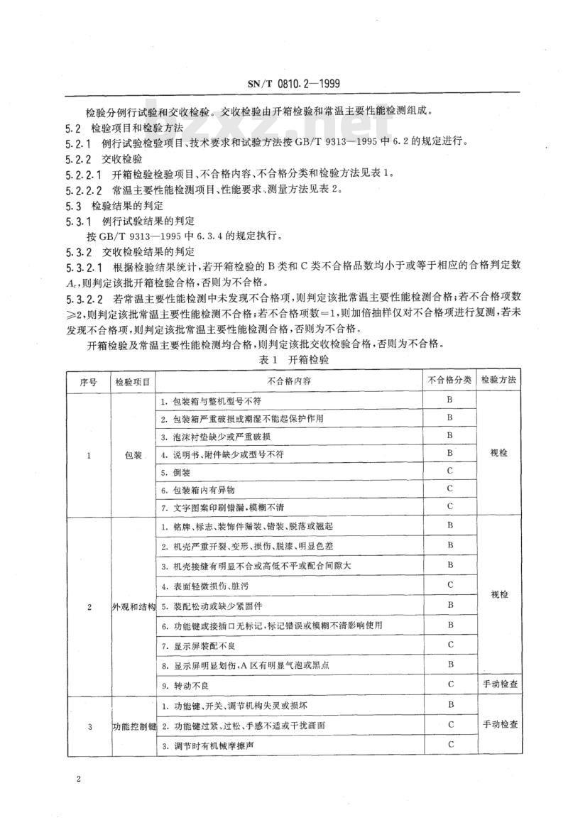 SN/T 0810.2-1999 出口显示器技术性能检验规程