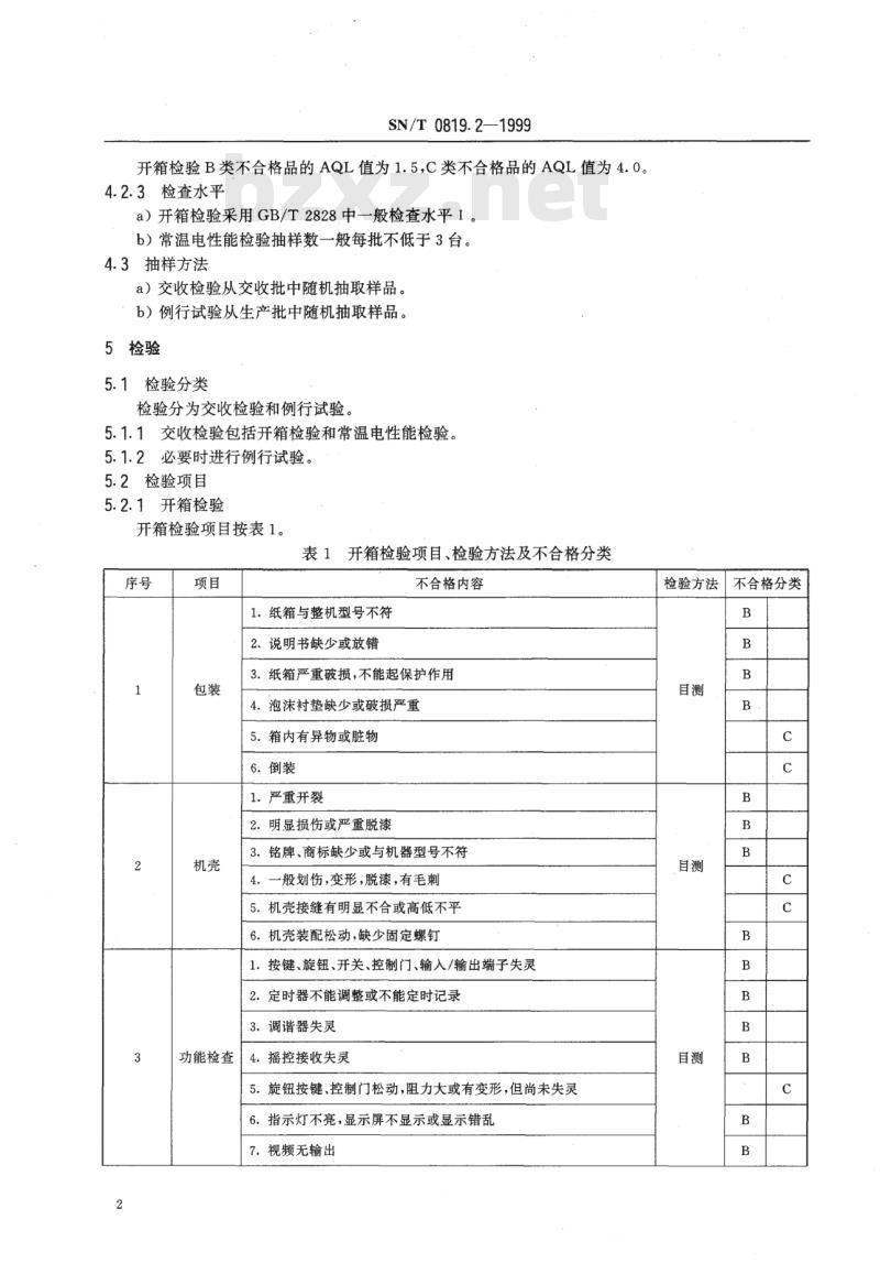 SN/T 0819.2-1999 出口录像机技术性能检验规程