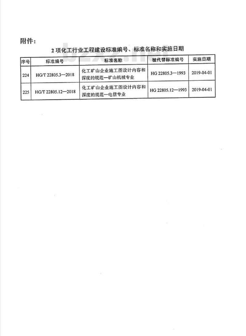 HG/T 22805.12-2018 代替 HG 22805.12-1993 化工矿山企业施工图设计内容和深度的规范一电信专业