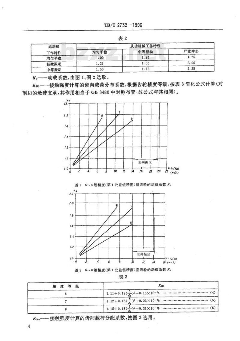 TB/T 2732-1996 内燃及电力机车牵引齿轮接触与弯曲承载能力计算方法