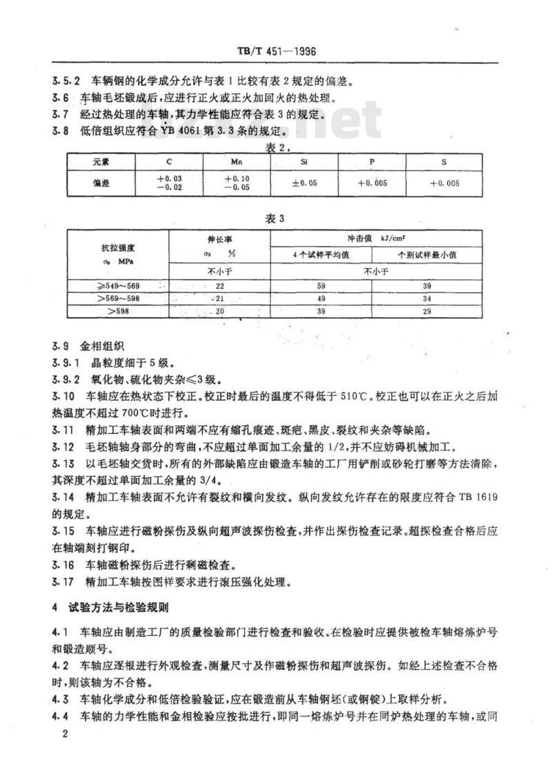 TB/T 451-1996 车辆和煤水车用车轴技术条件