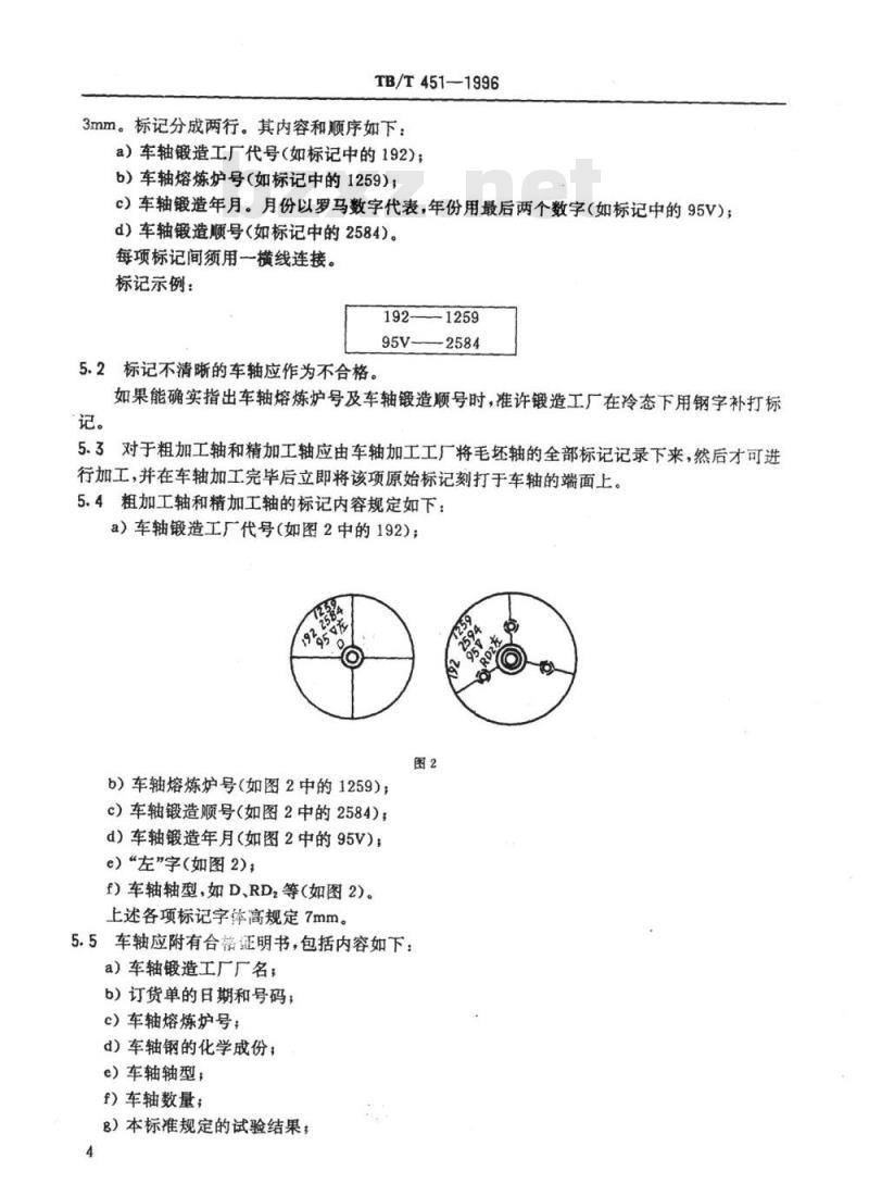 TB/T 451-1996 车辆和煤水车用车轴技术条件