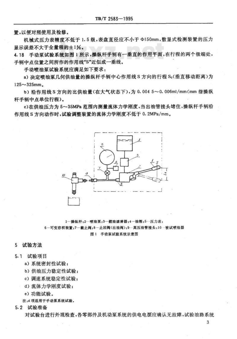TB/T 2583-1995 内燃机车柴油机喷油器试验台技术条件