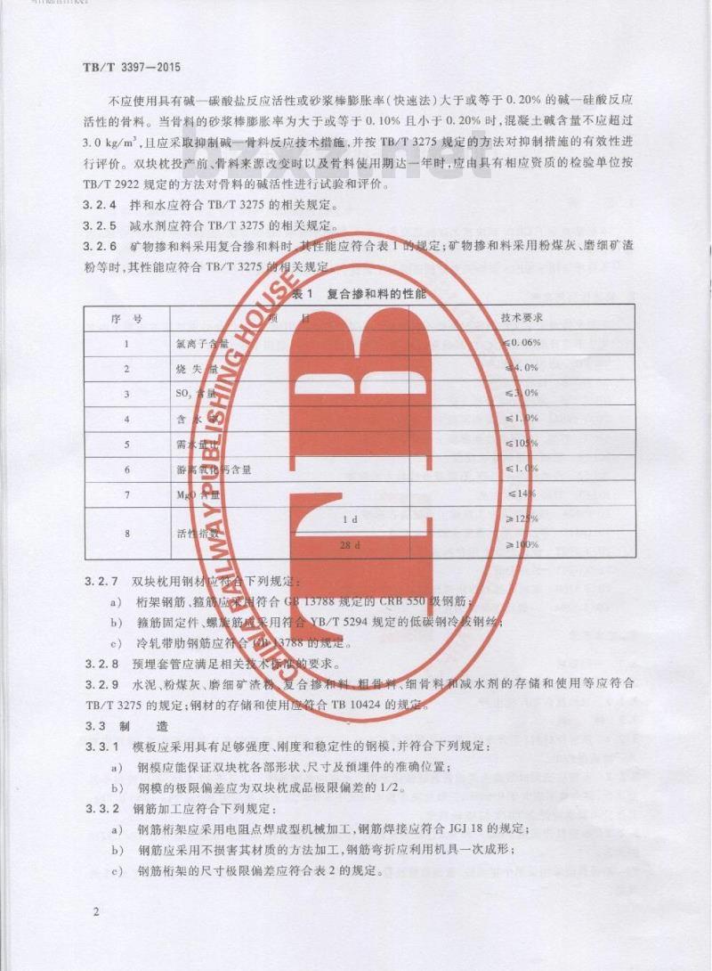 TB/T 3397-2015 CRTS双块式无砟轨道混凝土轨枕