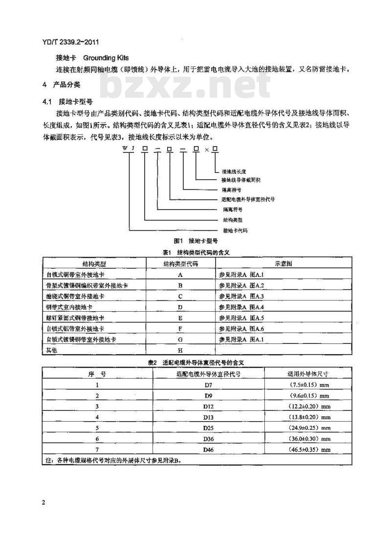 YD/T 2339.2-2011 射频同轴电缆敷设用附件 第2部分:接地卡