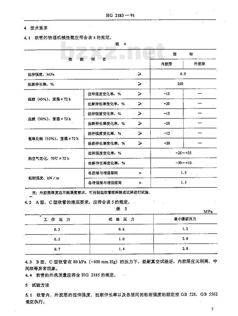 HG 2183-1991 耐稀酸碱橡胶软管