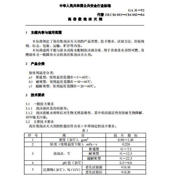 GA 31-92 高倍数泡沫灭剂