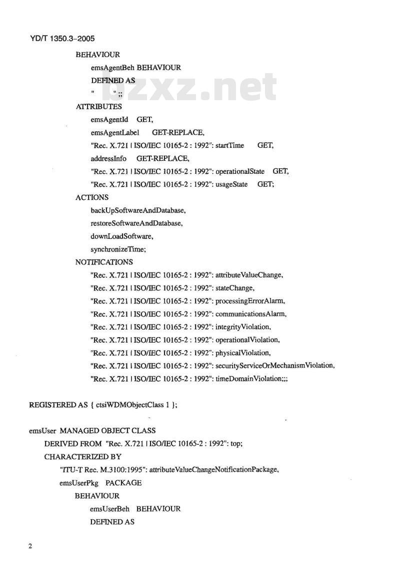 YD/T 1350.3-2005 波分复用(WDM)系统网络管理接口技术要求 第三部分:基于 GDMO/CMIP 的信息模型部分 YD/T 1350.3-2005 波分复用(WDM)系统网络管理接口技术要求 第三部分:基于 GDMO/CMIP 的信息模型部分
