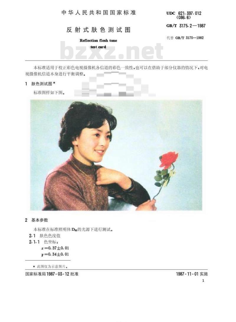GB/T 3175. 2-1987 反射式肤色测试图