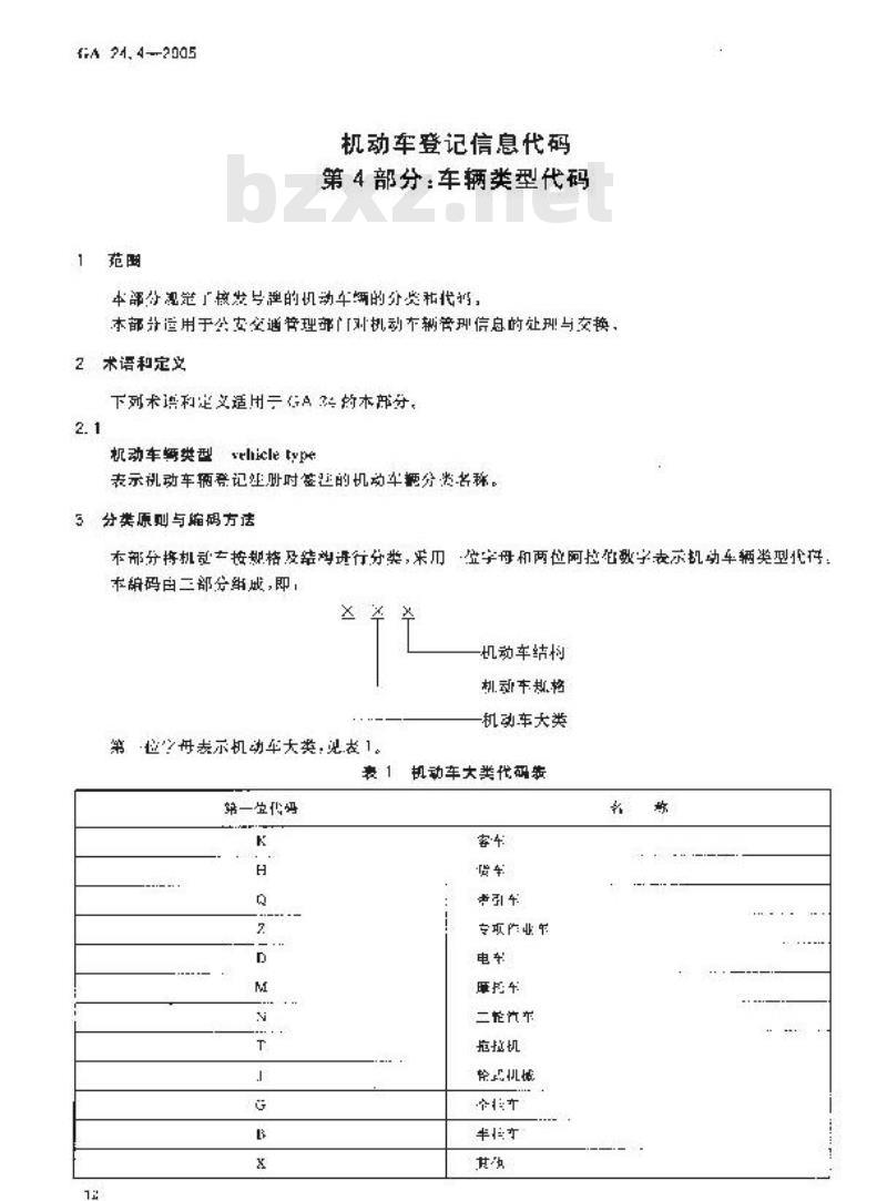 GA 24.4-2005 机动车登记信息代码 第4部分:车辆类型代码