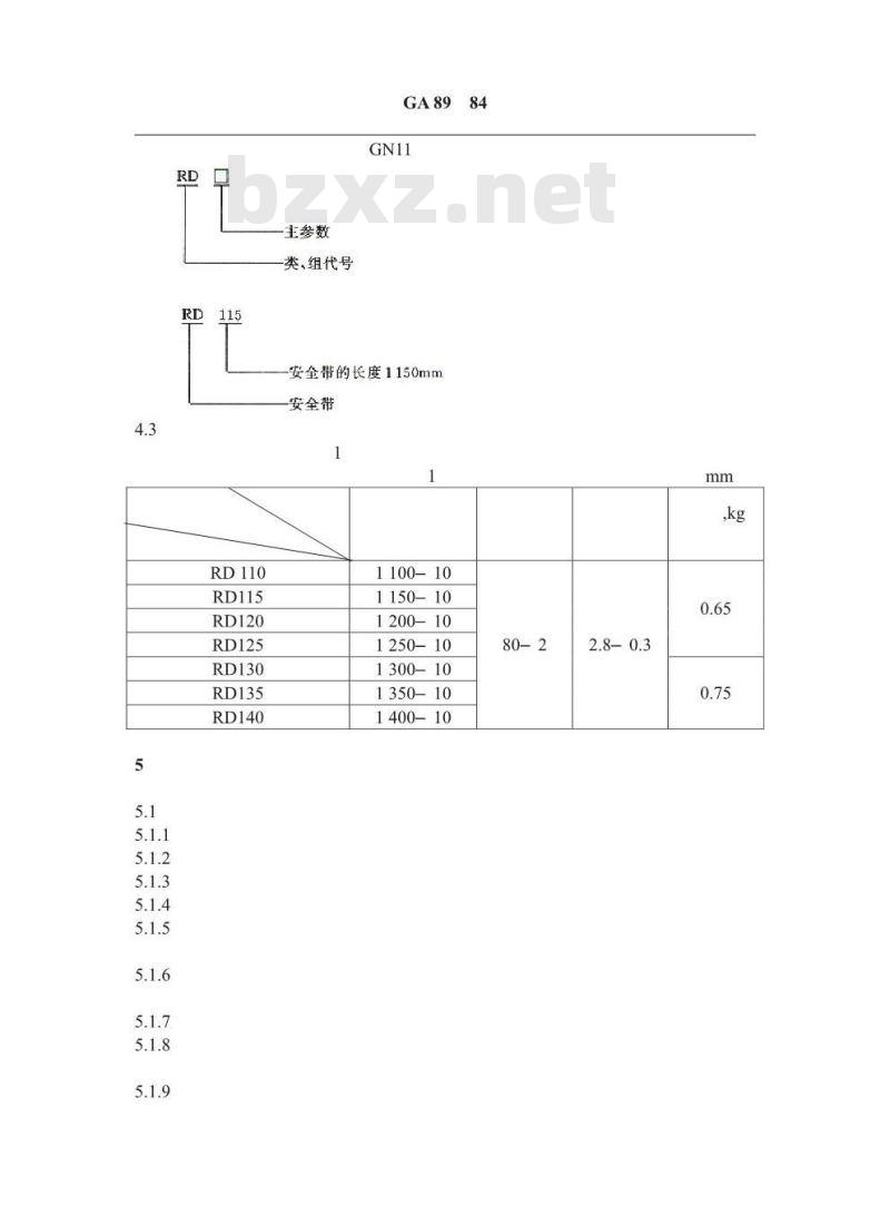 GA 89-94 消防安全带