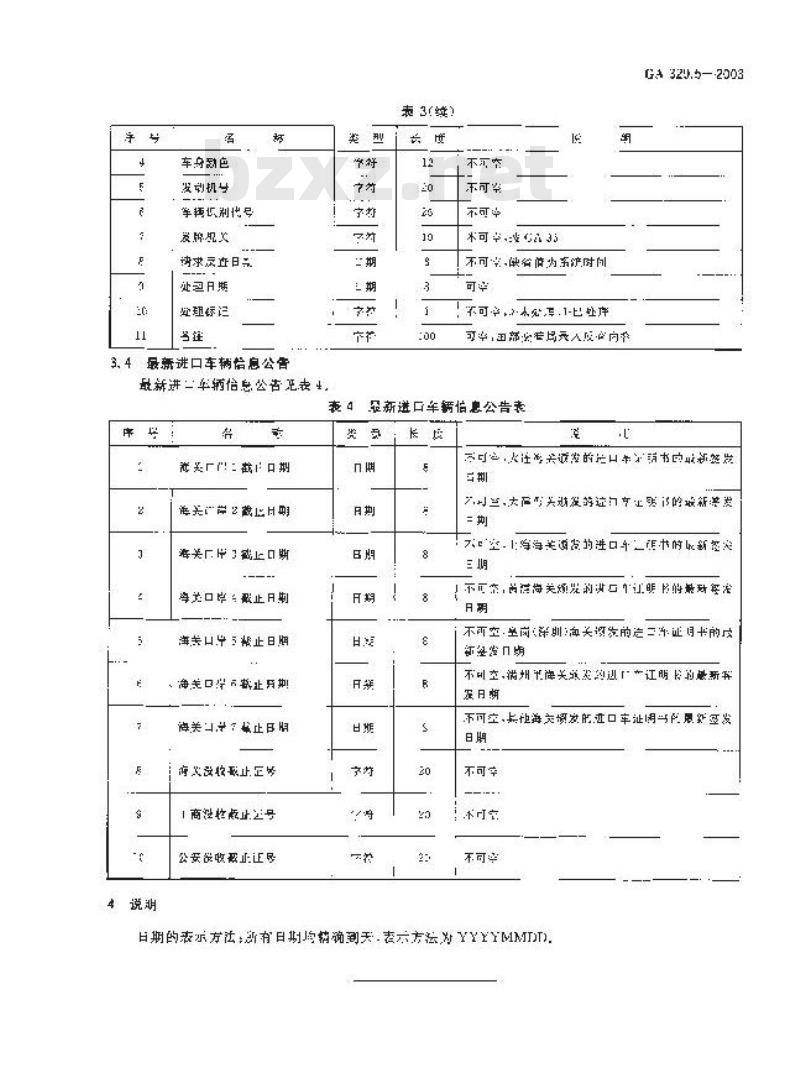 GA 329.5-2003 全国道路交通管理信息数据库规范第5部分:进口机动车辆信息数据库规范