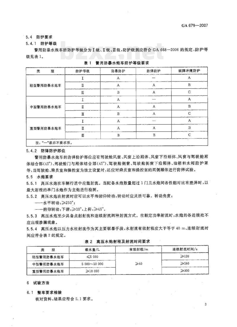 GA 679-2007 警用防暴水炮车