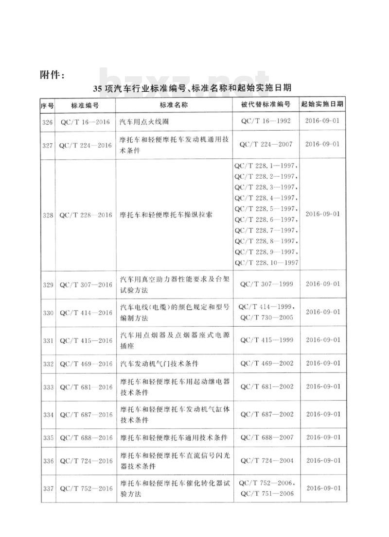 QC/T 469-2016 汽车发动机气i门技术条件