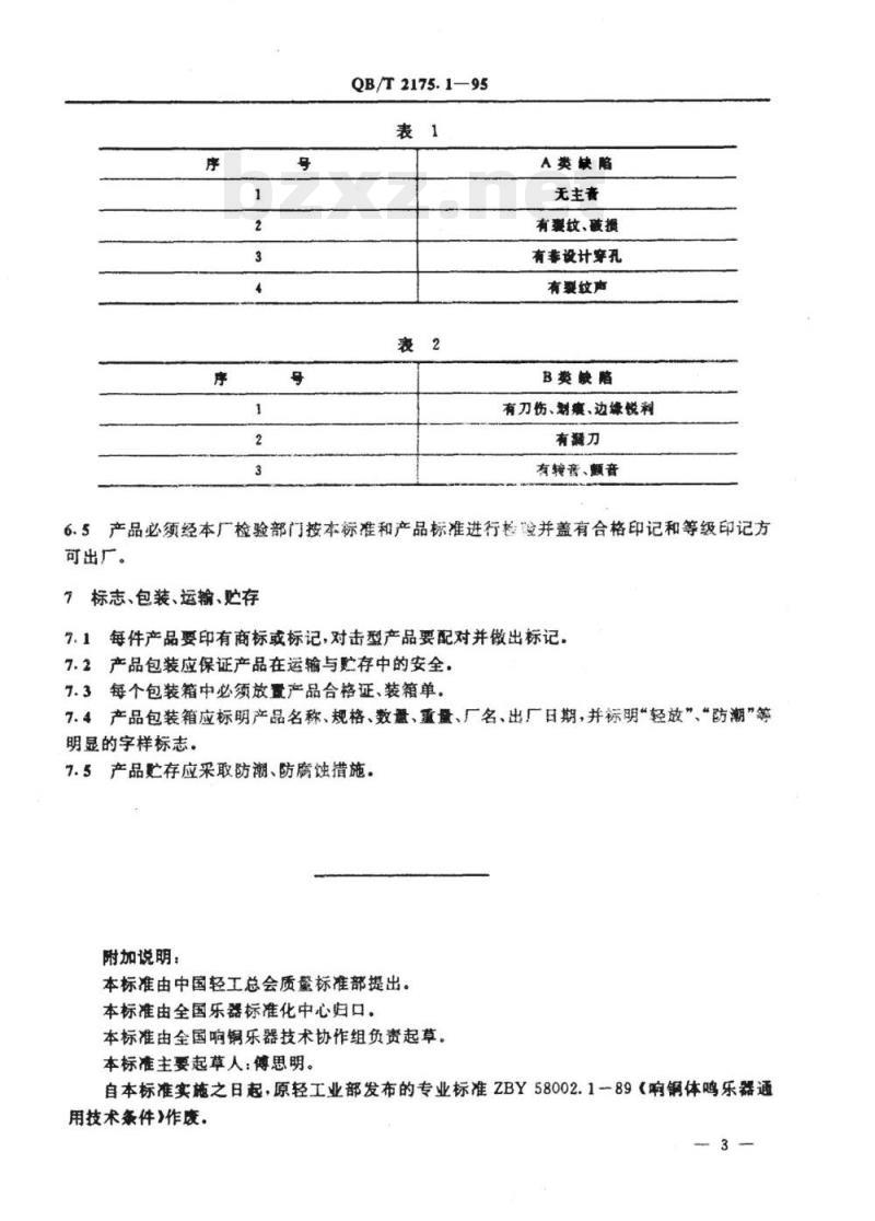 QB/T 2175.1~2175. 9-1995 响铜体鸣乐器
