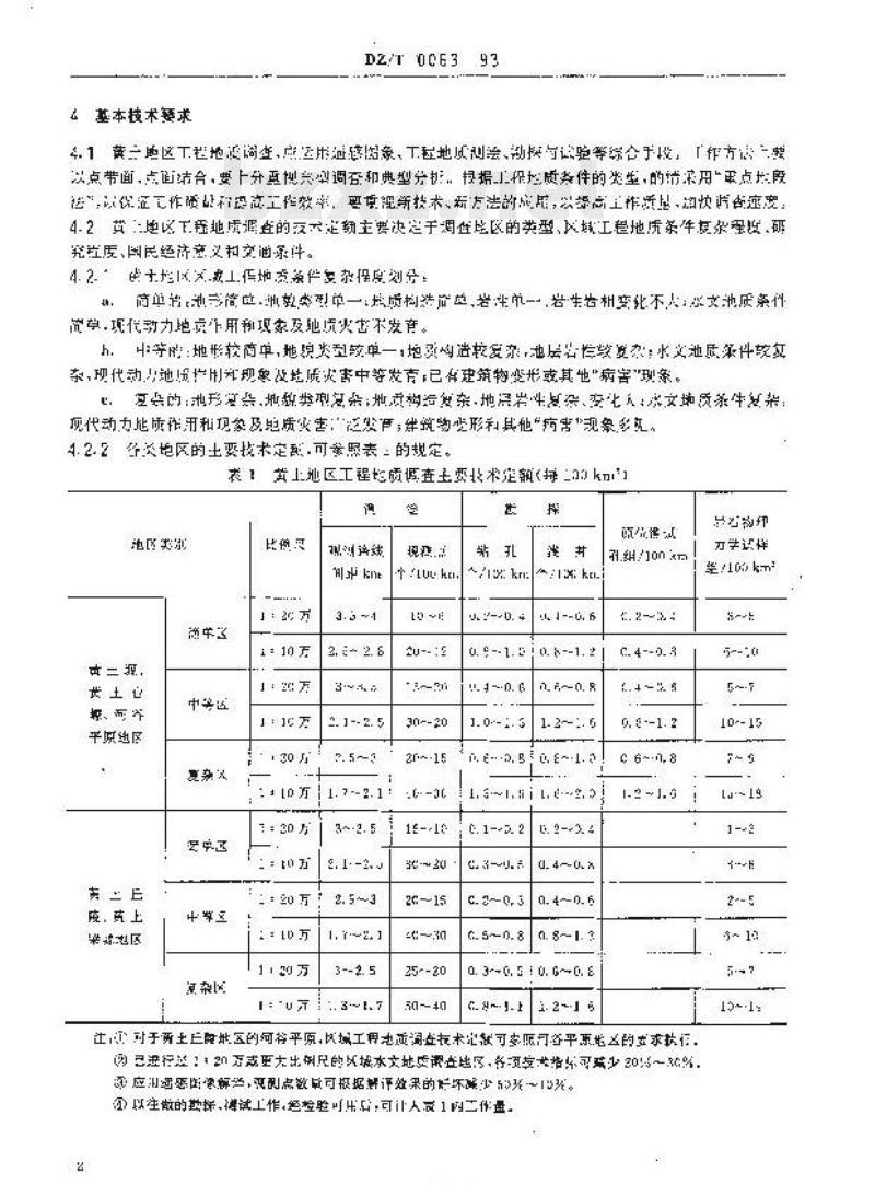 DZ/T 0063-1993 黄土地区工程地质调查规程(比例尺1:10万~1:20万)