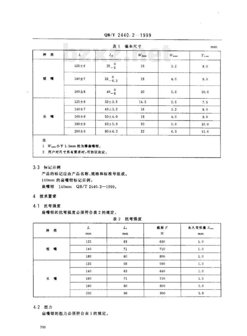 QB/T 2440. 2-1999 夹扭钳扁嘴钳
