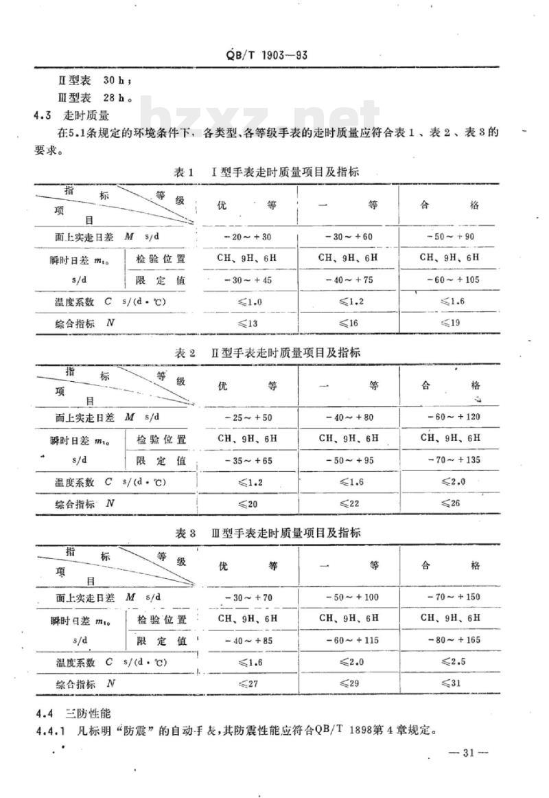 QB/T 1903-1993 自动手表