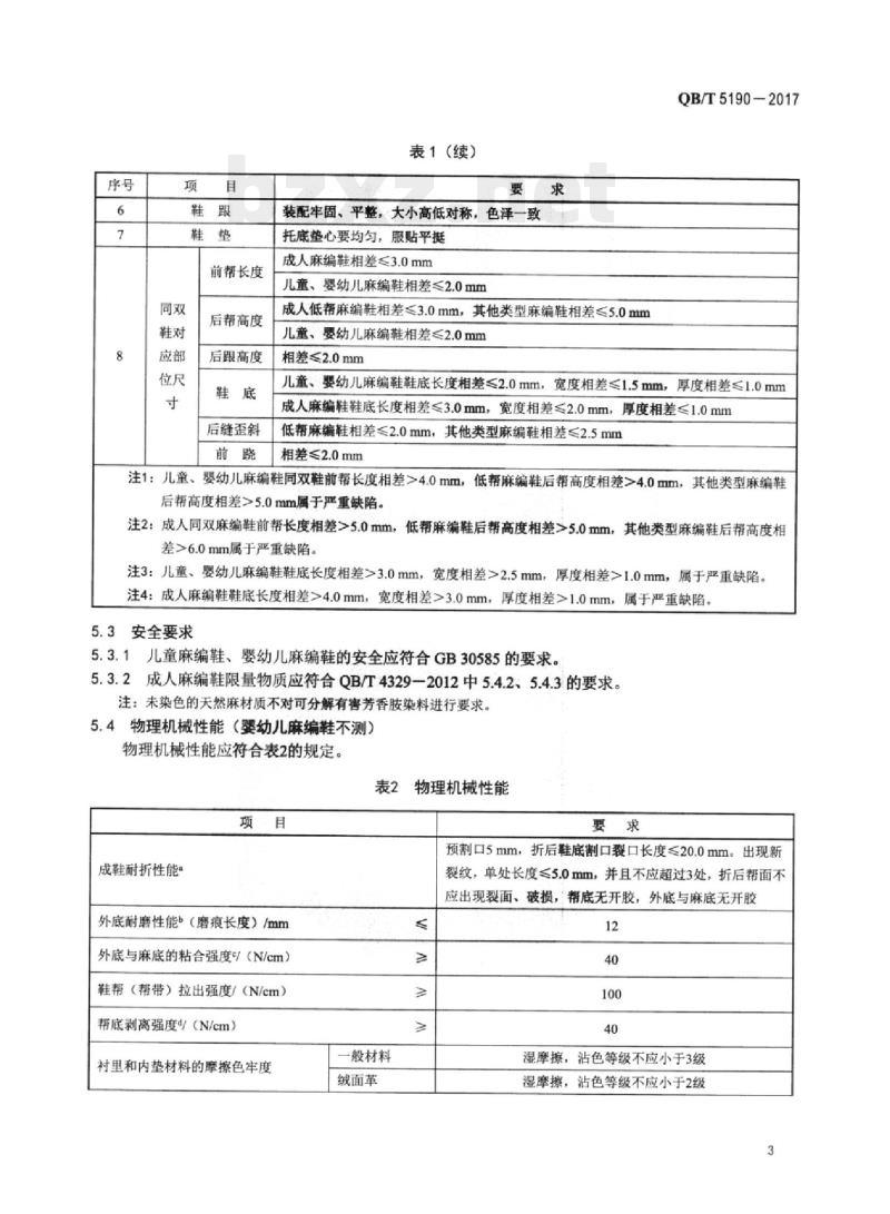 QB/T 5190一2017 麻编鞋
