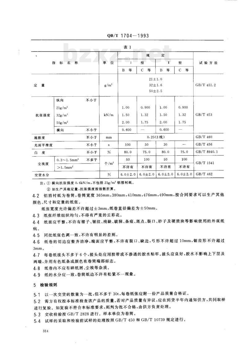 QB/T 1704 -1993 铝箔衬纸