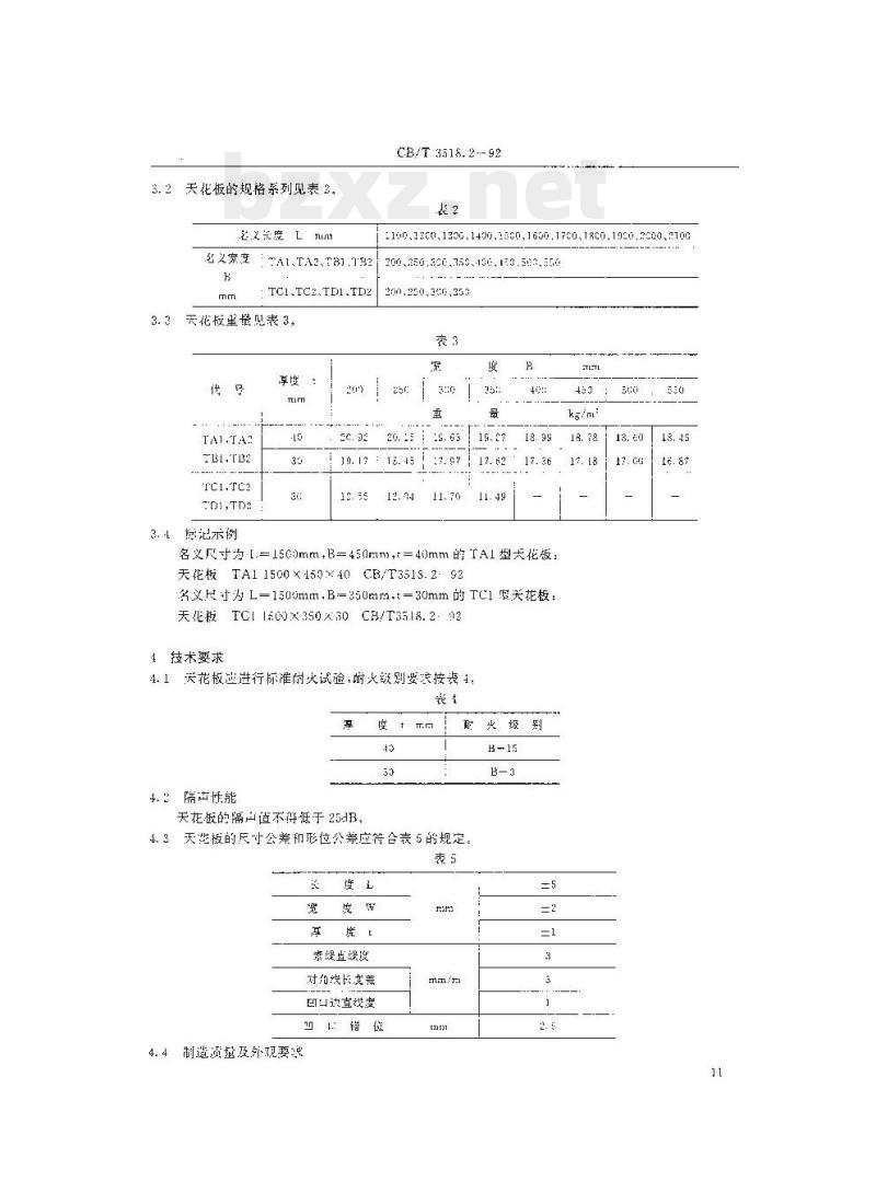 CB/T 3518.2-92 复合岩棉板耐火舱室天花板