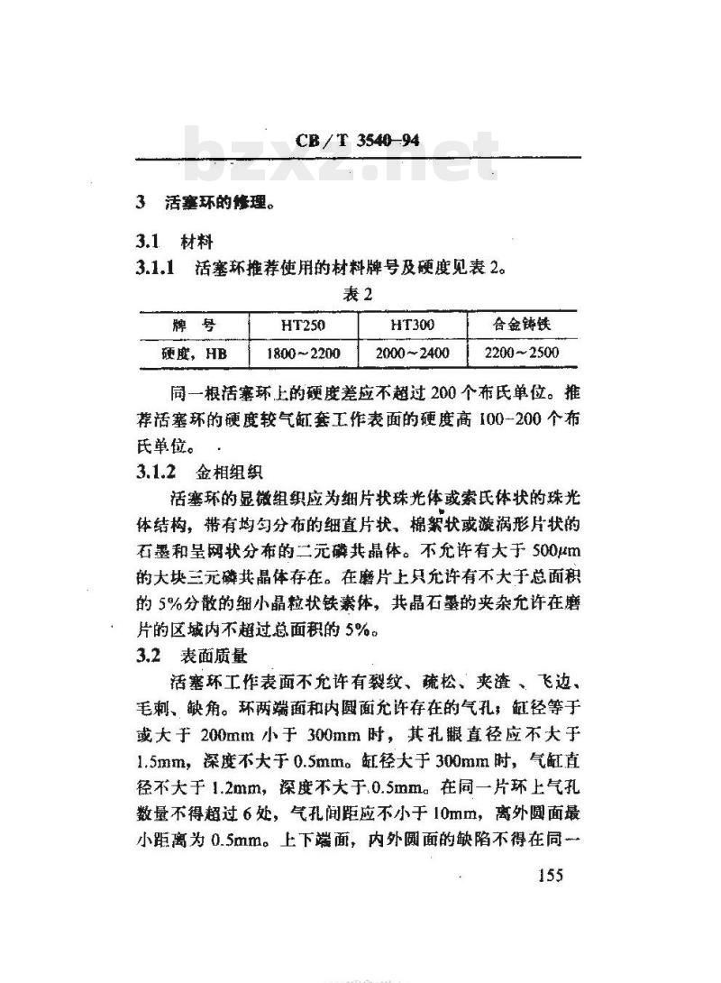 CB/T 3540-94 船用柴油机活塞环修理技术要求