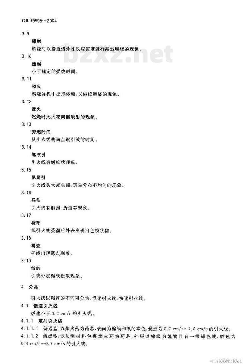 GB 19595-2004 烟花爆竹引火线