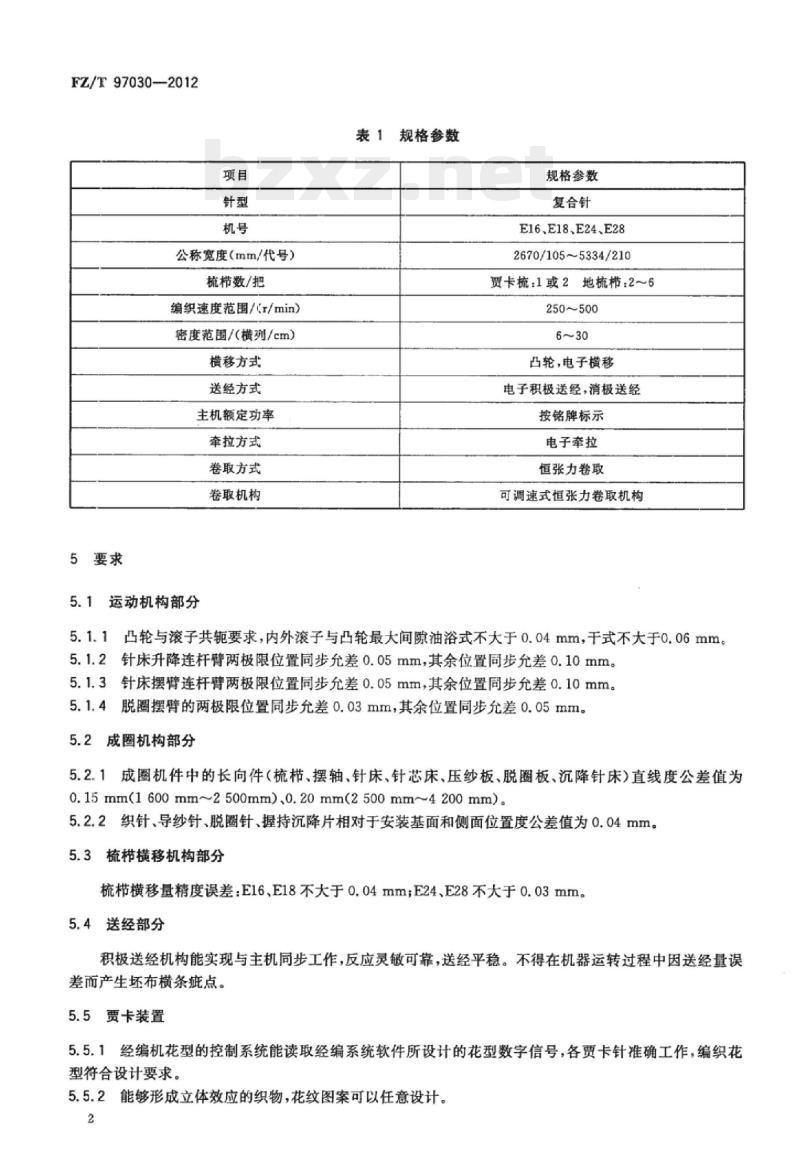 FZ/T 97030-2012 压纱型贾卡拉舍尔经编机