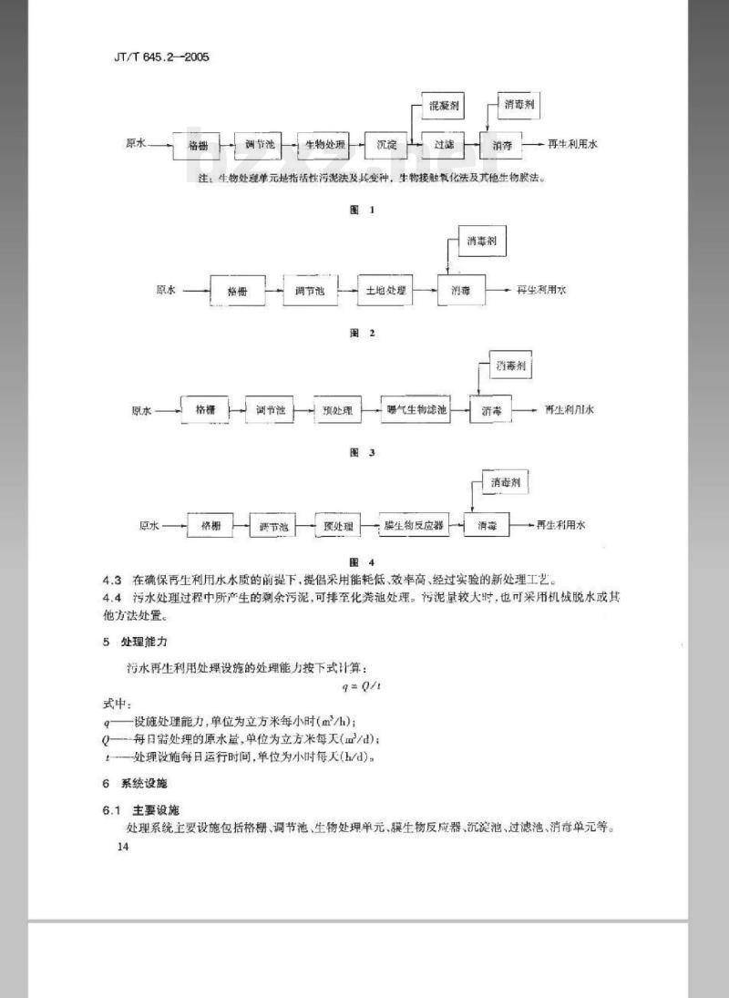 JT/T 645.2-2005 公路服务区生活污水再生利用第2部分:处理系统技术要求