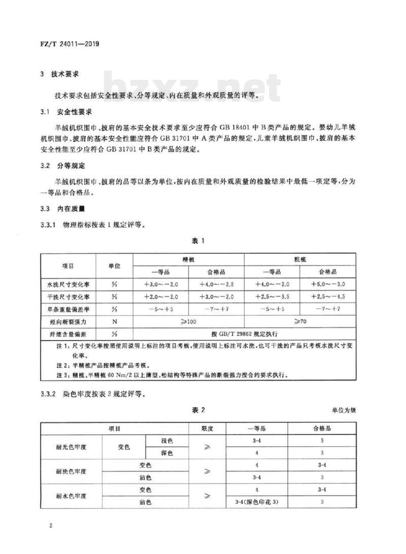 FZ/T 24011-2019 羊绒机织围巾、披肩