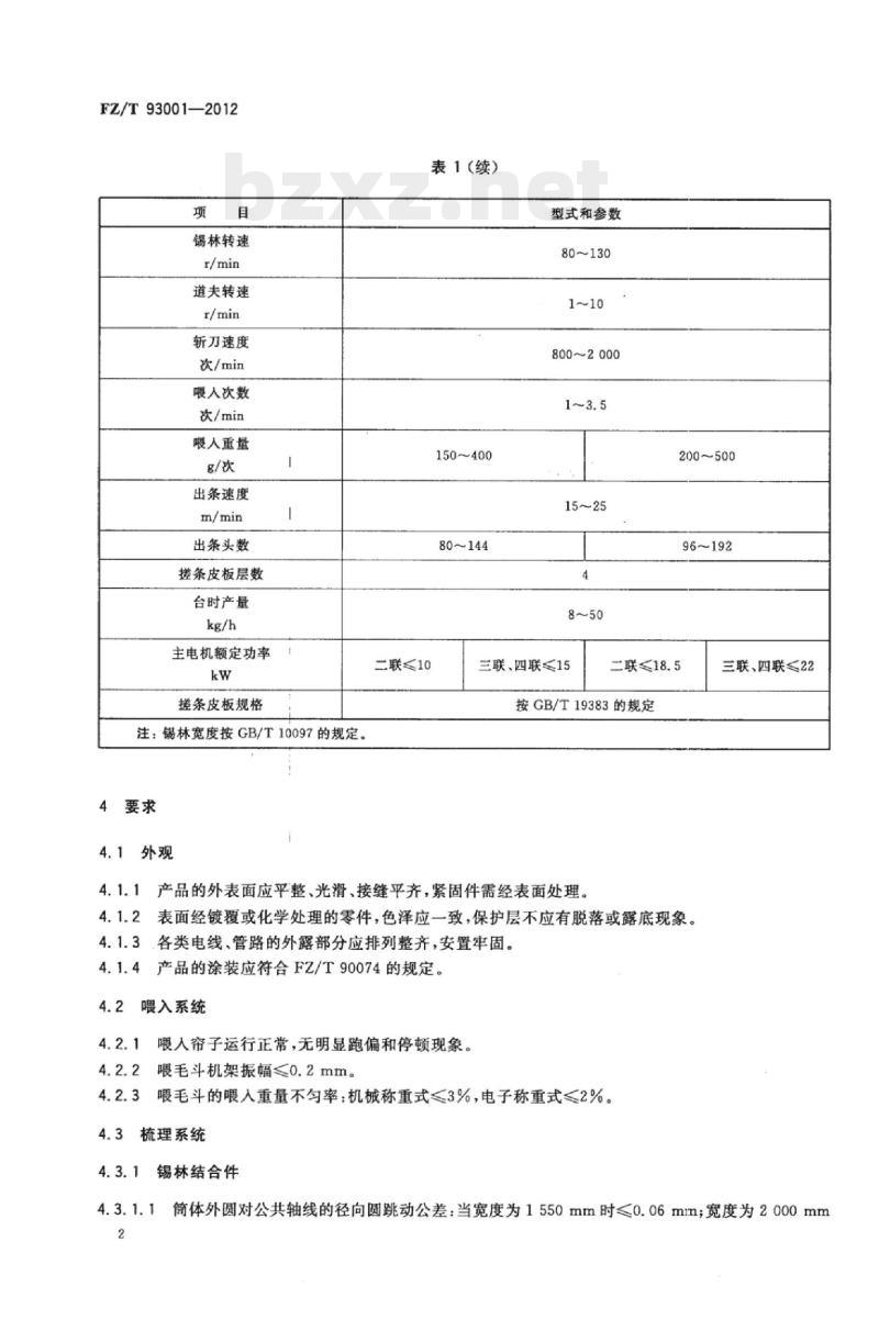 FZ/T 93001-2012 粗纺梳毛机
