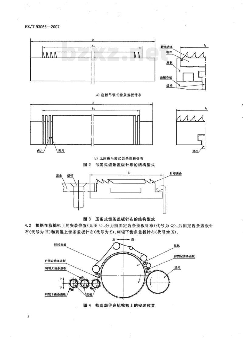 FZ/T 93066-2007 梳棉机用齿条盖板针布