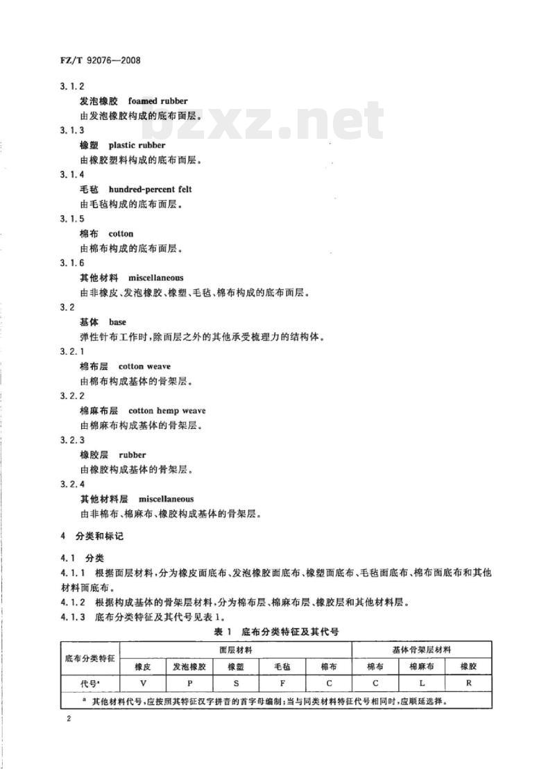 FZ/T 92076-2008 弹性针布用底布