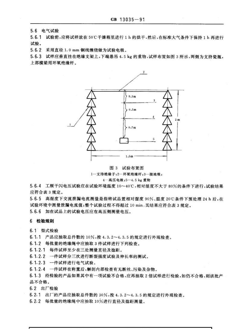 GB 13035-1991 带电作业用绝缘绳索