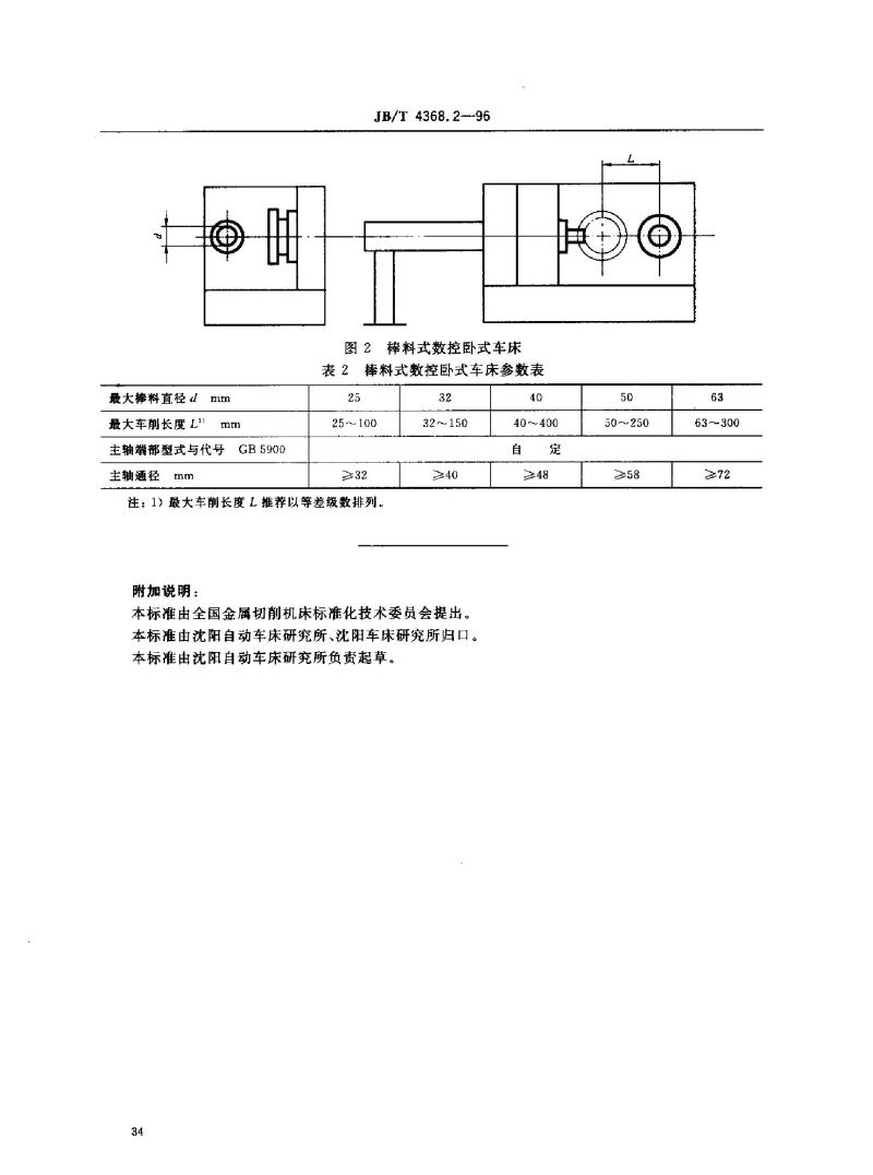 JB/T 4368.2-1996 数控卧式车床 参数
