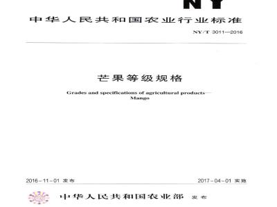 NY/T 3011-2016 芒果等级规格