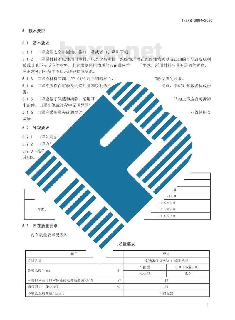 T/ZFB 0004-2020 儿童口罩