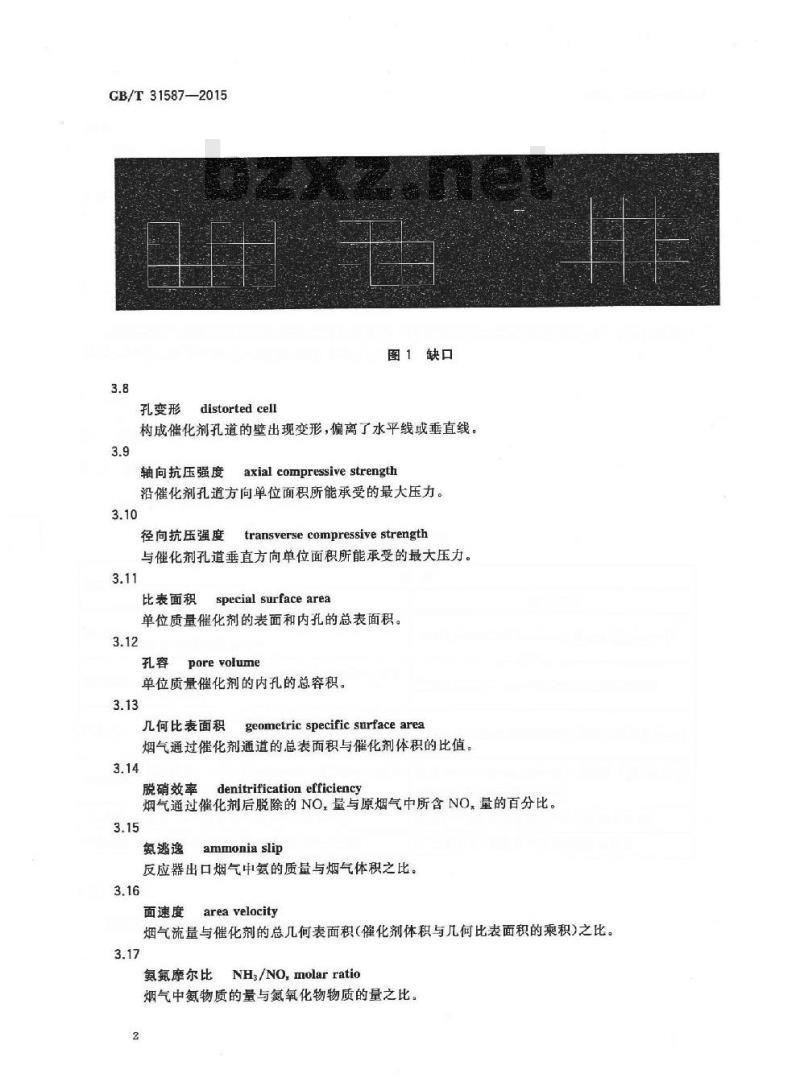 GB/T 31587-2015 蜂窝式烟气脱硝催化剂
