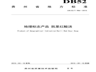DB52/T 986-2015 地理标志产品 凯里红酸汤