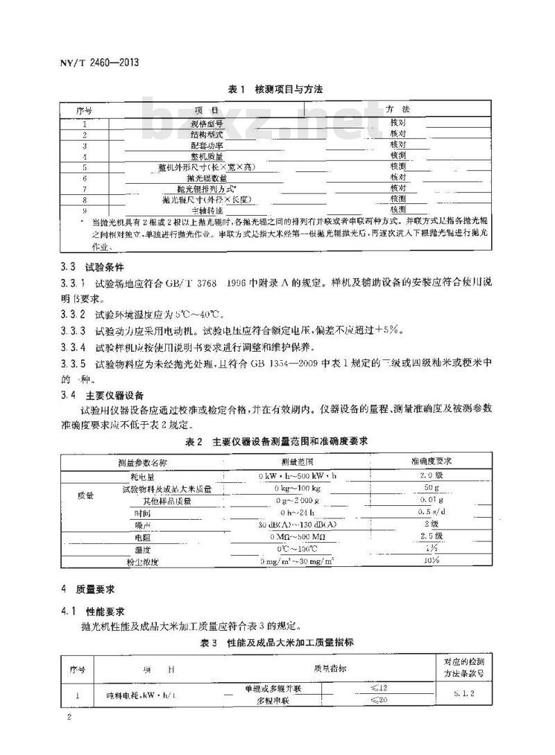NY/T 2460-2013 大米抛光机 质量评价技术规范