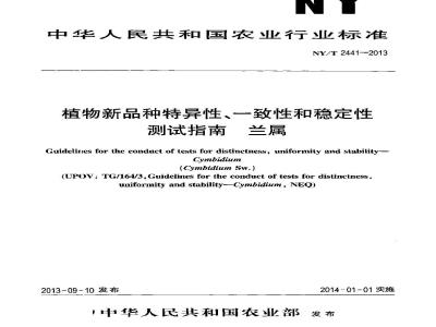 NY/T 2441-2013 植物新品种特异性、一致性和稳定性测试指南 兰属