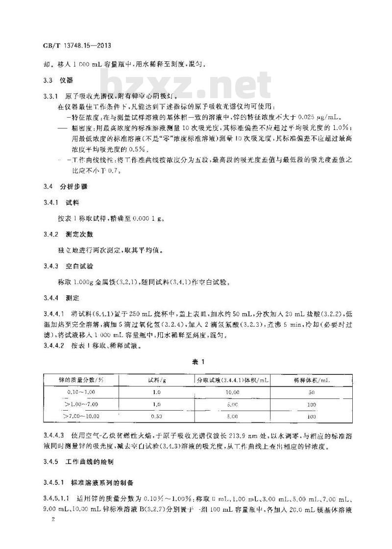 GB/T 13748.15-2013 镁及镁合金化学分析方法 第15部分：锌含量的测定