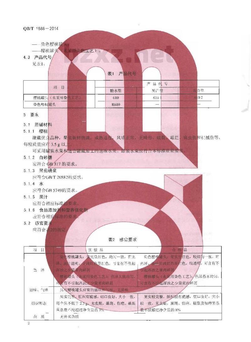 QB/T 1688-2014 樱桃罐头