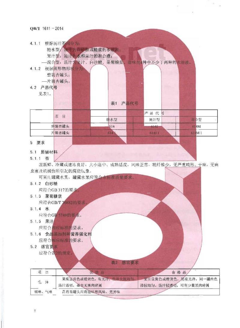 QB/T 1611-2014 杏罐头