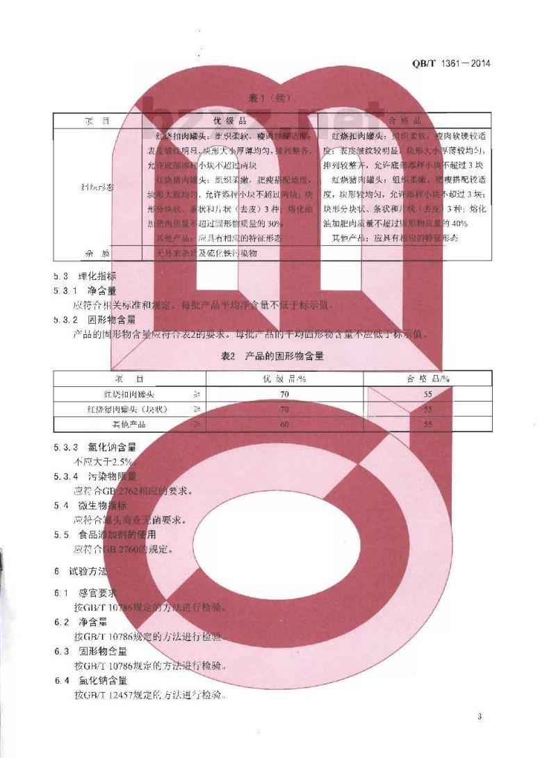QB/T 1361-2014 红烧猪肉类罐头