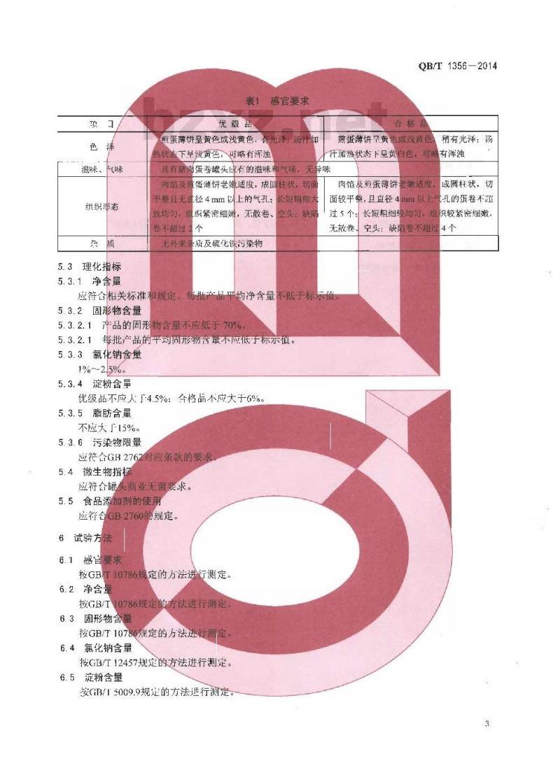 QB/T 1356-2014 猪肉蛋卷罐头