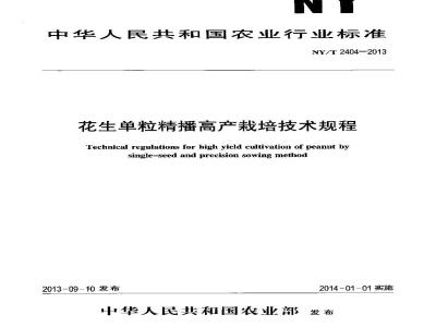 NY/T 2404-2013 花生单粒精播高产栽培技术规程
