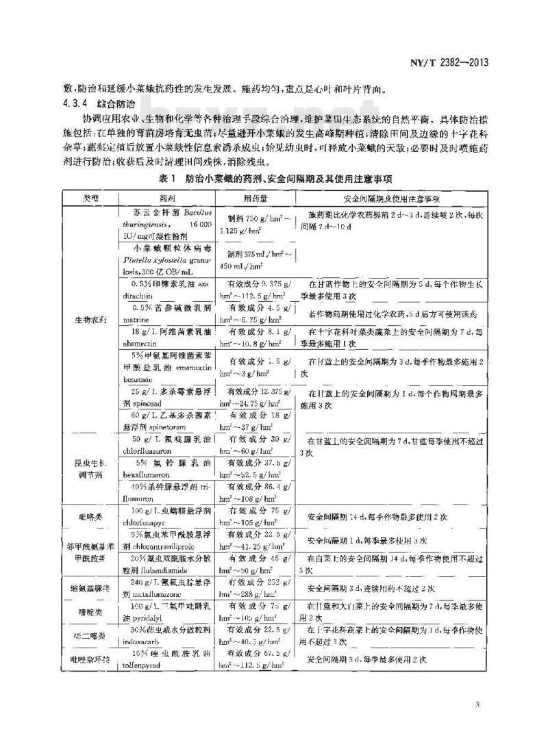 NY/T 2382-2013 小菜蛾防治技术规范