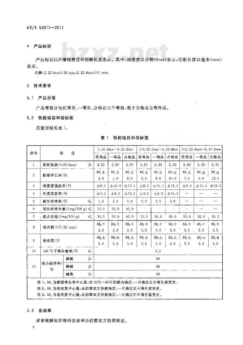 FZ/T 52017-2011 聚苯硫醚短纤维