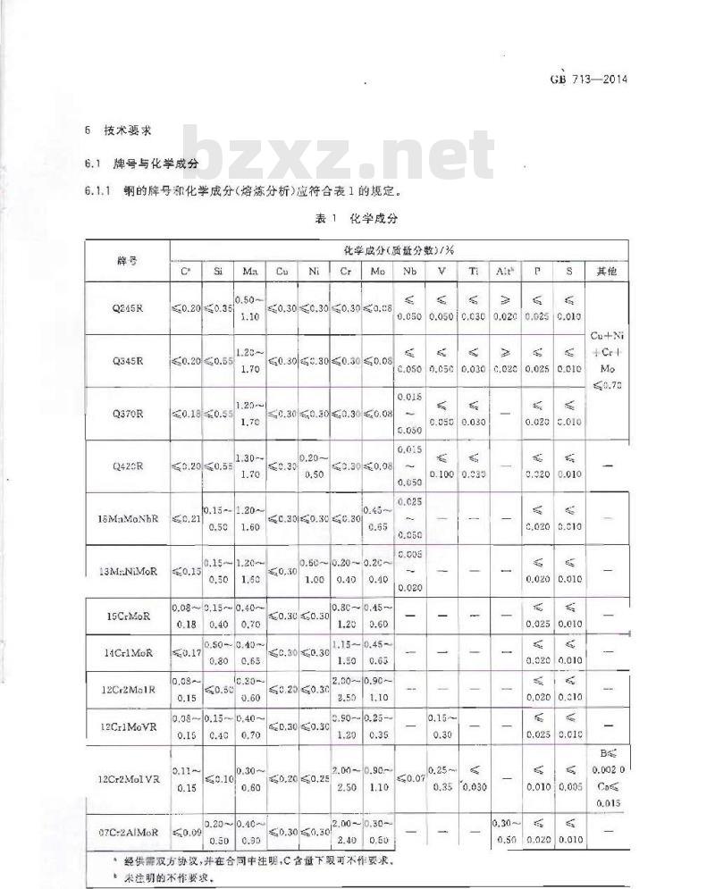 GB 713-2014 锅炉和压力容器用钢板